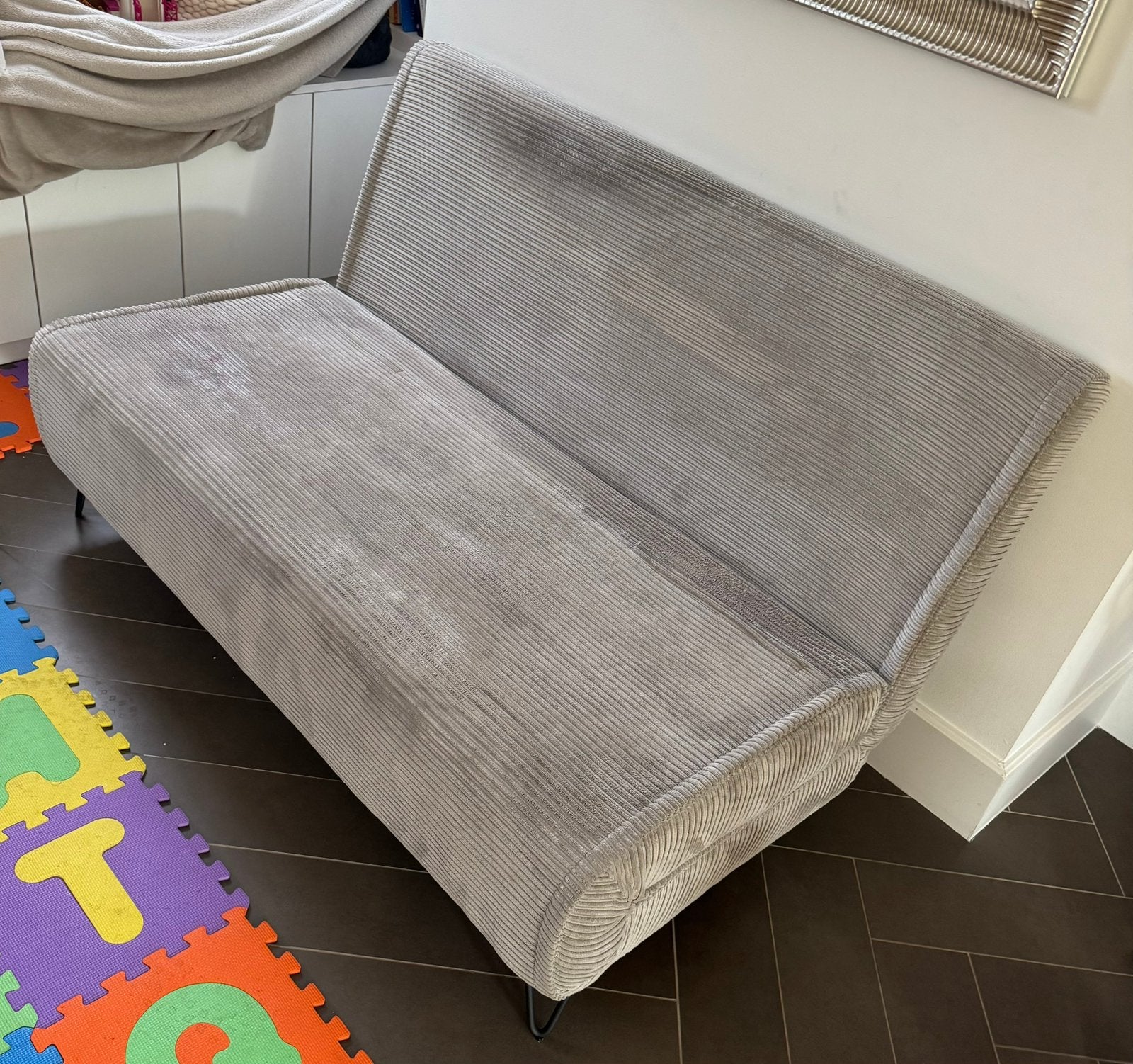 Canapé-lit Maisons du Monde NIO – Velours côtelé gris, Enlèvement, Utilisé, Gris
