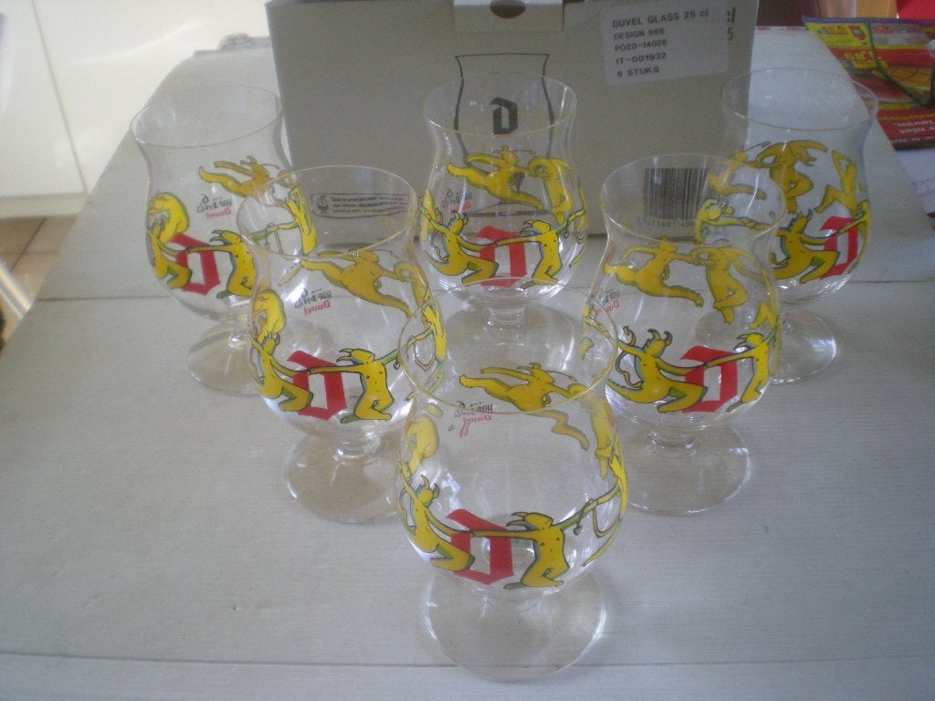 6 Duvel glazen, Verzamelen, Biermerken, Ophalen, Nieuw, Duvel