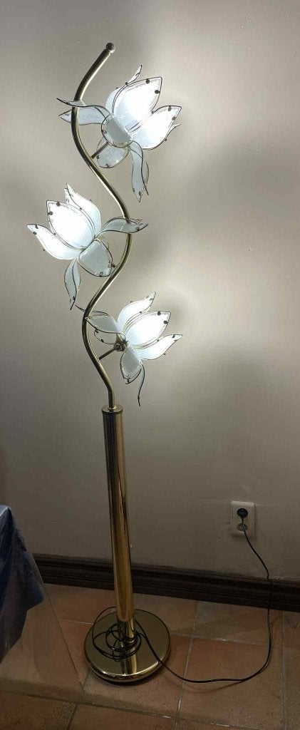 Lampadaire Vintage forme Fleur de Lotus Année 70 en laiton, Enlèvement, Utilisé, 150 à 200 cm