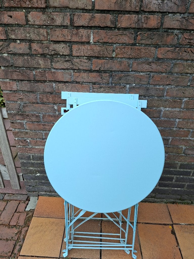 Bistro set turquoise, Tuin en Terras, Gebruikt, Bijzettafel, Aluminium, Tuinset