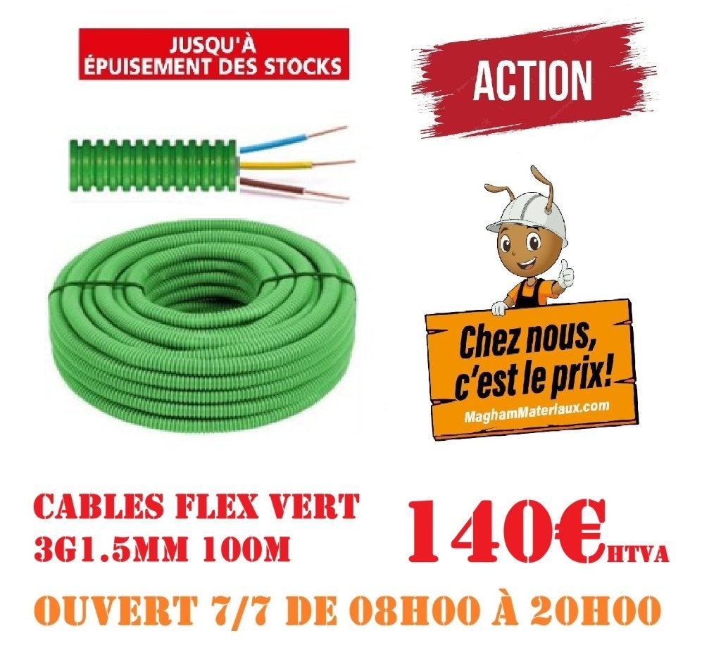 CABLES FLEX VERT EN PROMO, Enlèvement, Neuf