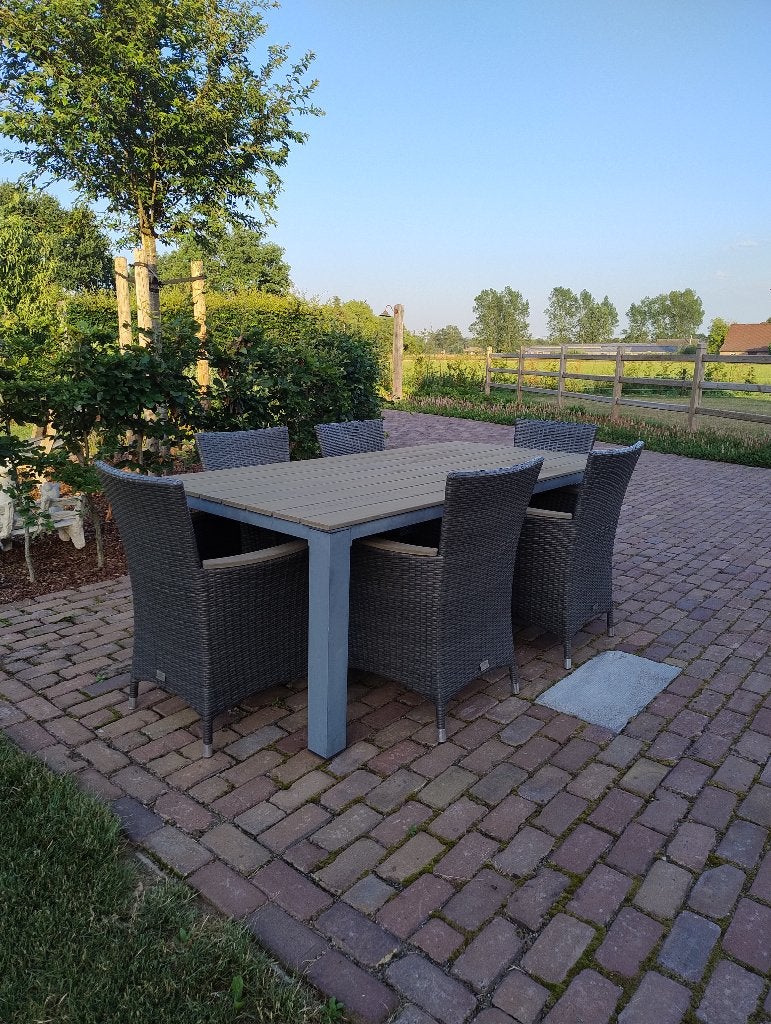 Tuintafel met stoelen, Ophalen, Gebruikt, Rechthoekig, Teakhout