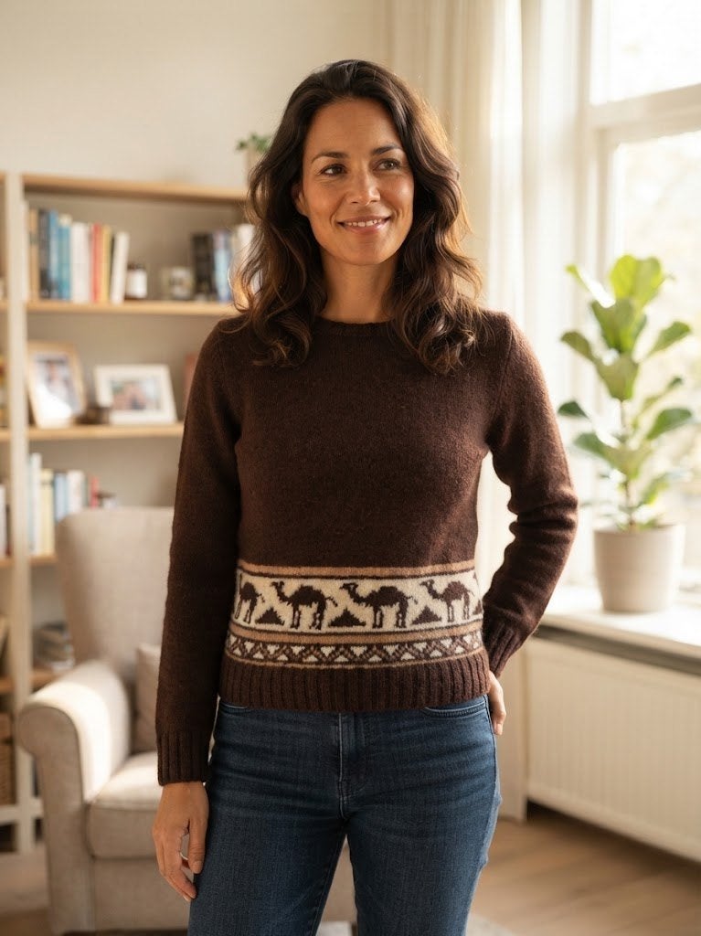 <3 vintage handgemaakte gebreide trui <3, Kleding | Dames, Bruin, Verzenden, Zo goed als nieuw, Vintage