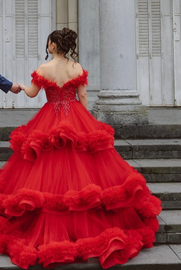 Henna jurk, Kleding | Dames, Ophalen of Verzenden, Zo goed als nieuw, Rood, Trouwjurk