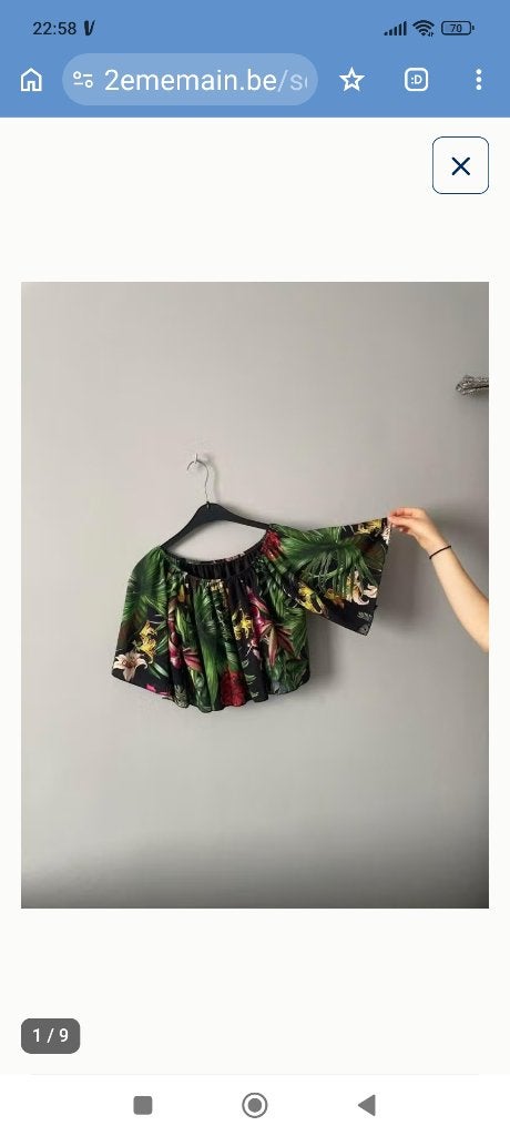 BLOUSE col bardot ou rond vert imprimé TU, Enlèvement ou Envoi, Porté, Vert