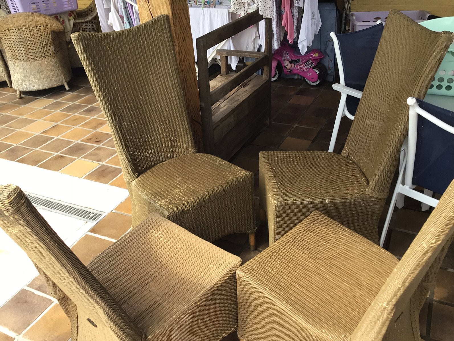 Rotanstoelen 4st. Voor 10€, Osier ou Rotin, Brun, Enlèvement, Utilisé