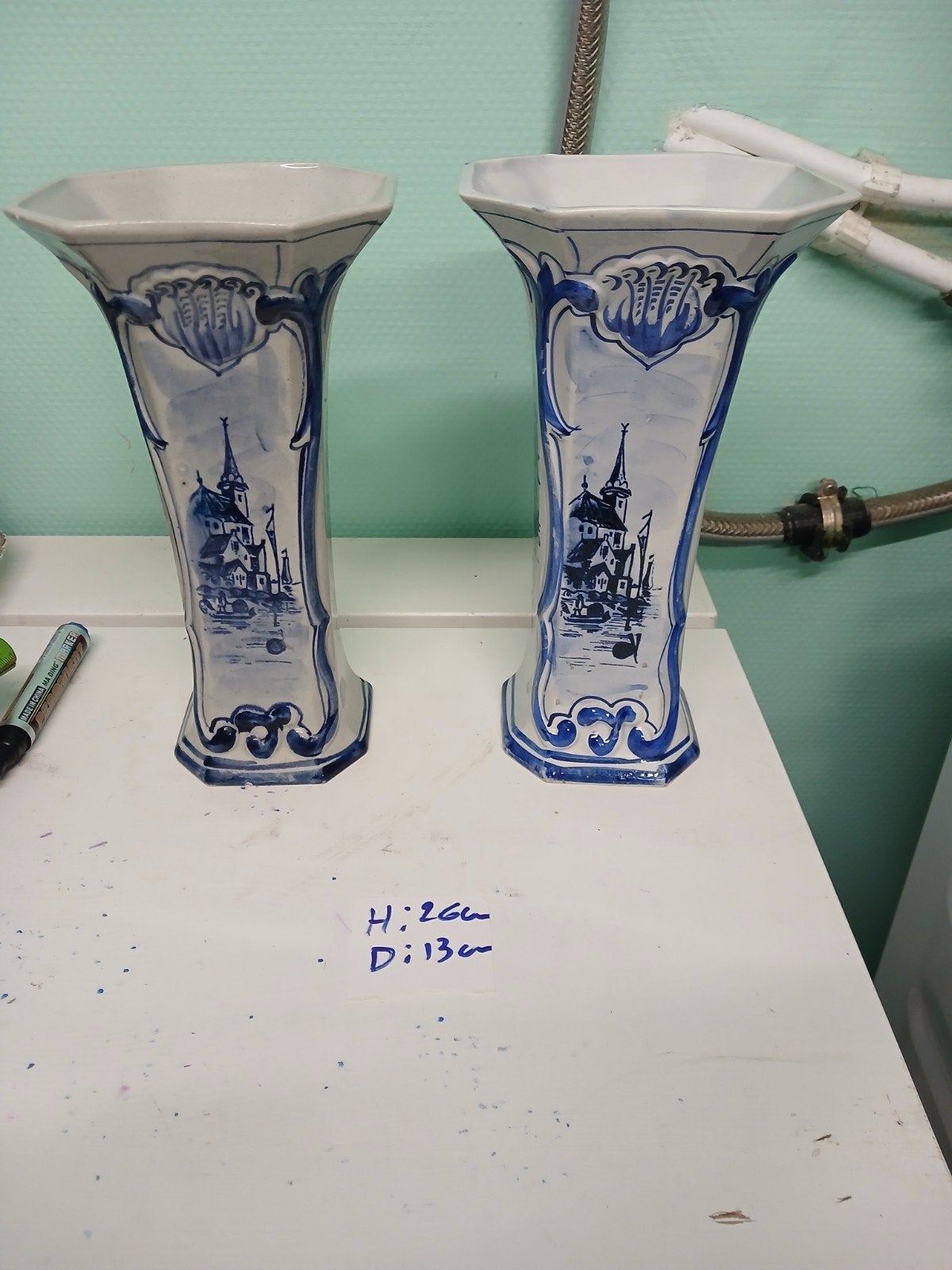 2 vases delft, Antiquités & Art, Enlèvement