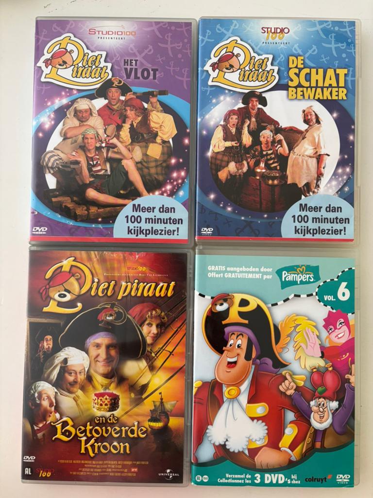 4 DVD ‘s van Piet Piraat, Ophalen, Zo goed als nieuw