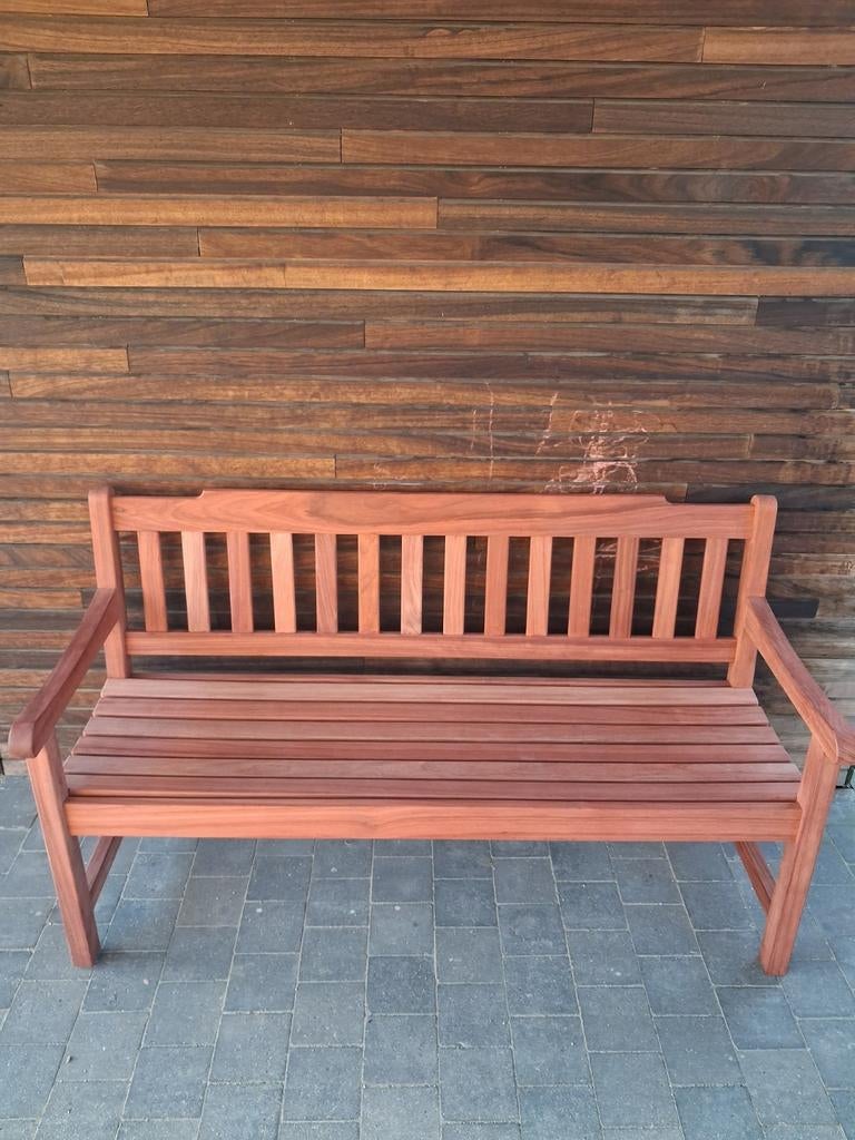 Tuinbank van padouk, lengte 1.55M, Jardin & Terrasse, Bancs de jardin, Neuf, Bois, Enlèvement