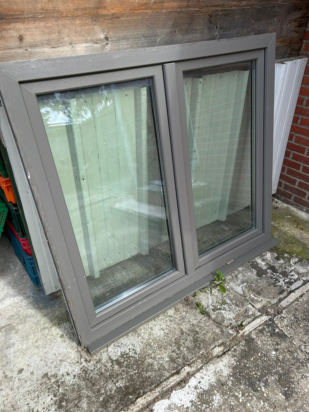 Dubbel glas raam grijs pvc, Enlèvement, Comme neuf