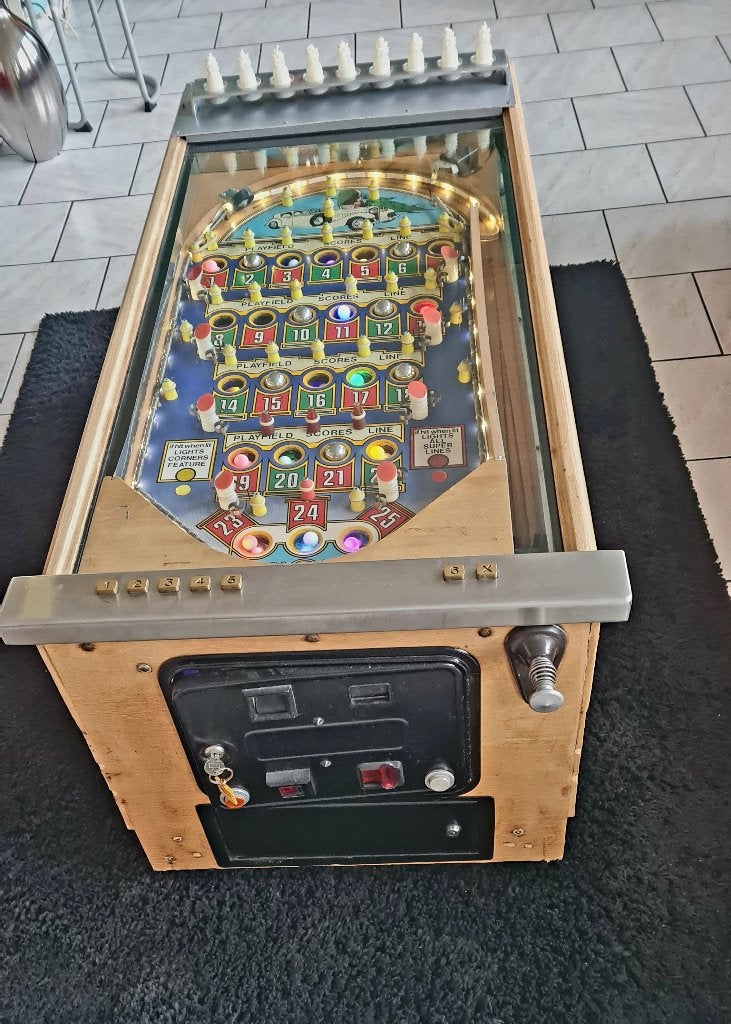 Woonkamertafel, oude flipper/bingo getransformeerd, Huis en Inrichting, Ophalen, 50 – 75, 100 tot 150 cm, Eikenhout