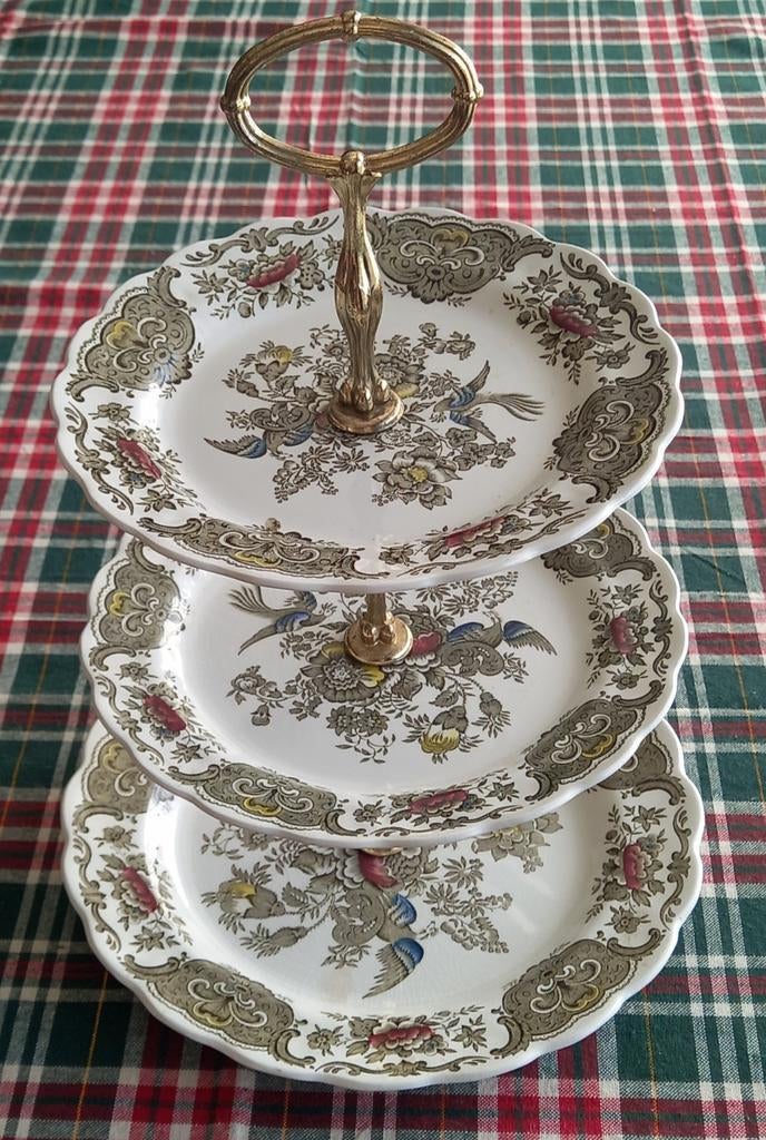 Vintage etagere met 3 verdiepingen Ridgway Windsor patroon, Antiek en Kunst, Ophalen of Verzenden