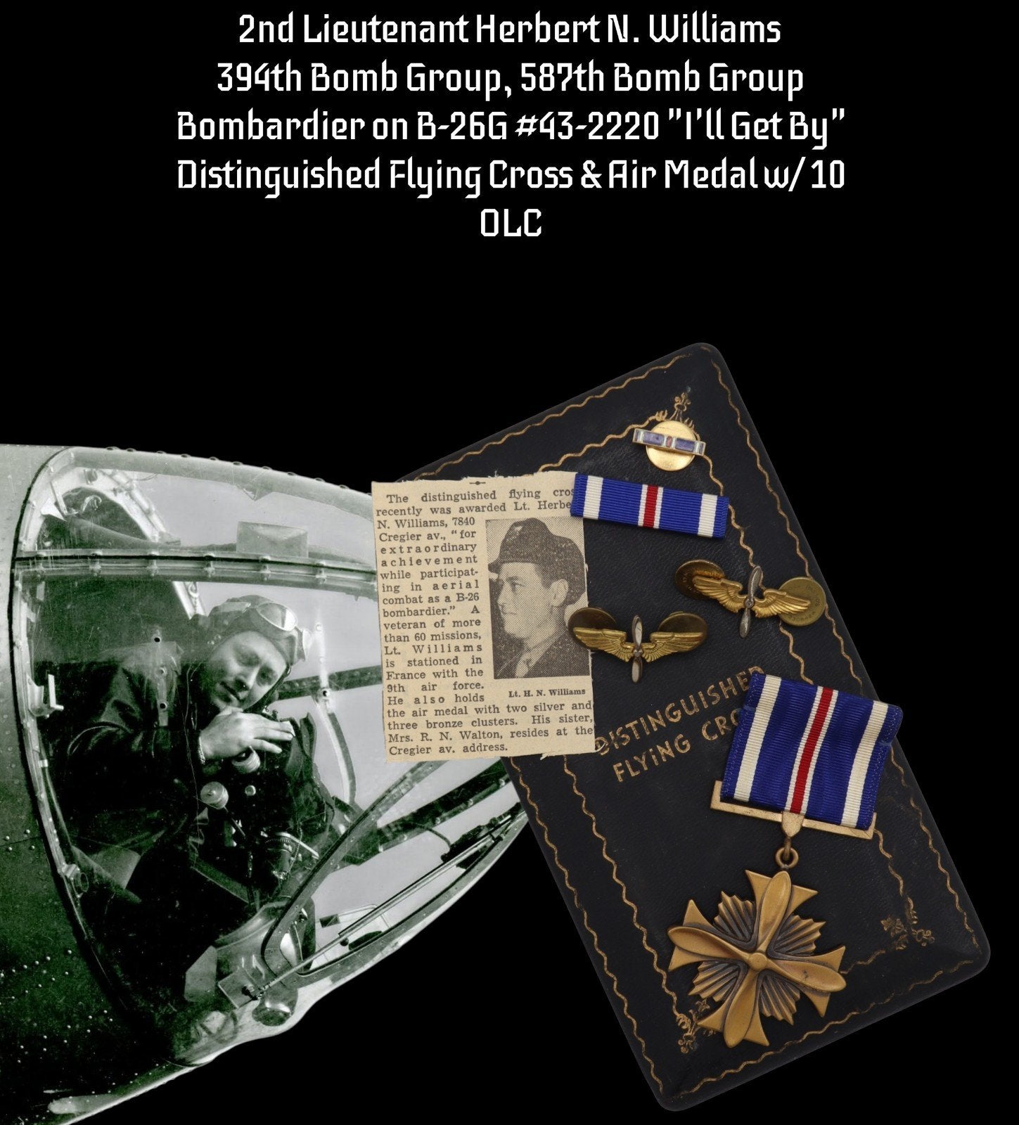 B-26 Marauder Bombardier Distinguished Flying Cross des État, Enlèvement ou Envoi, Armée de l'air, Ruban, Médaille ou Ailes