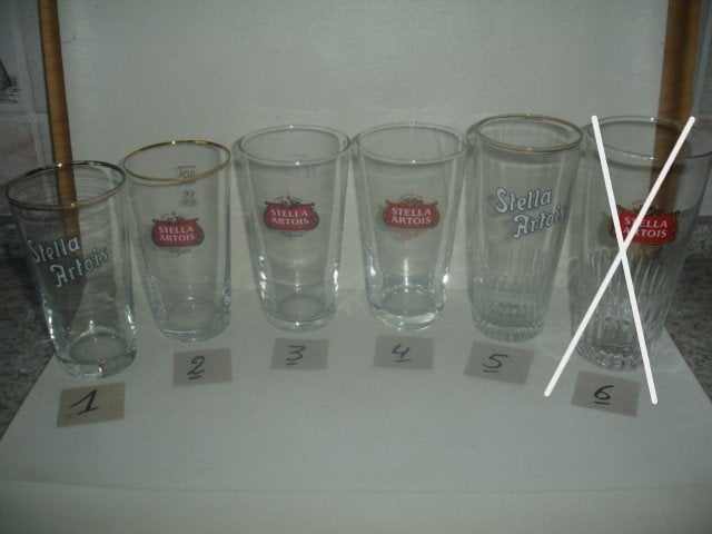 Bierglazen Stella Artois, boerkes en ribbeltjes, 25cl., Enlèvement ou Envoi, Comme neuf, Verre ou Verres, Stella Artois