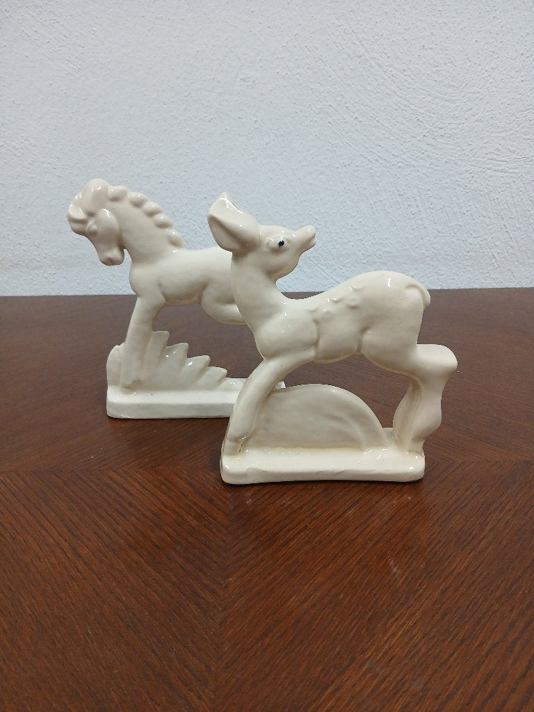 Prachtige set vintage beeldjes hertje & pony (Art Deco), Antiek en Kunst, Ophalen of Verzenden