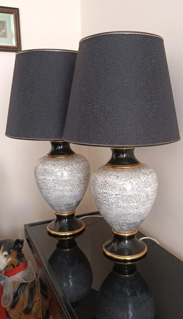 2 grandes pieds de lampes+abat-jour vintage, Maison & Meubles, Enlèvement