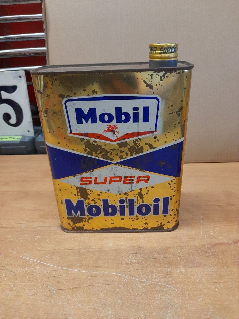 ancien bidon huile plein mobil super mobiloil scellé, Envoi, Utilisé, Autres types