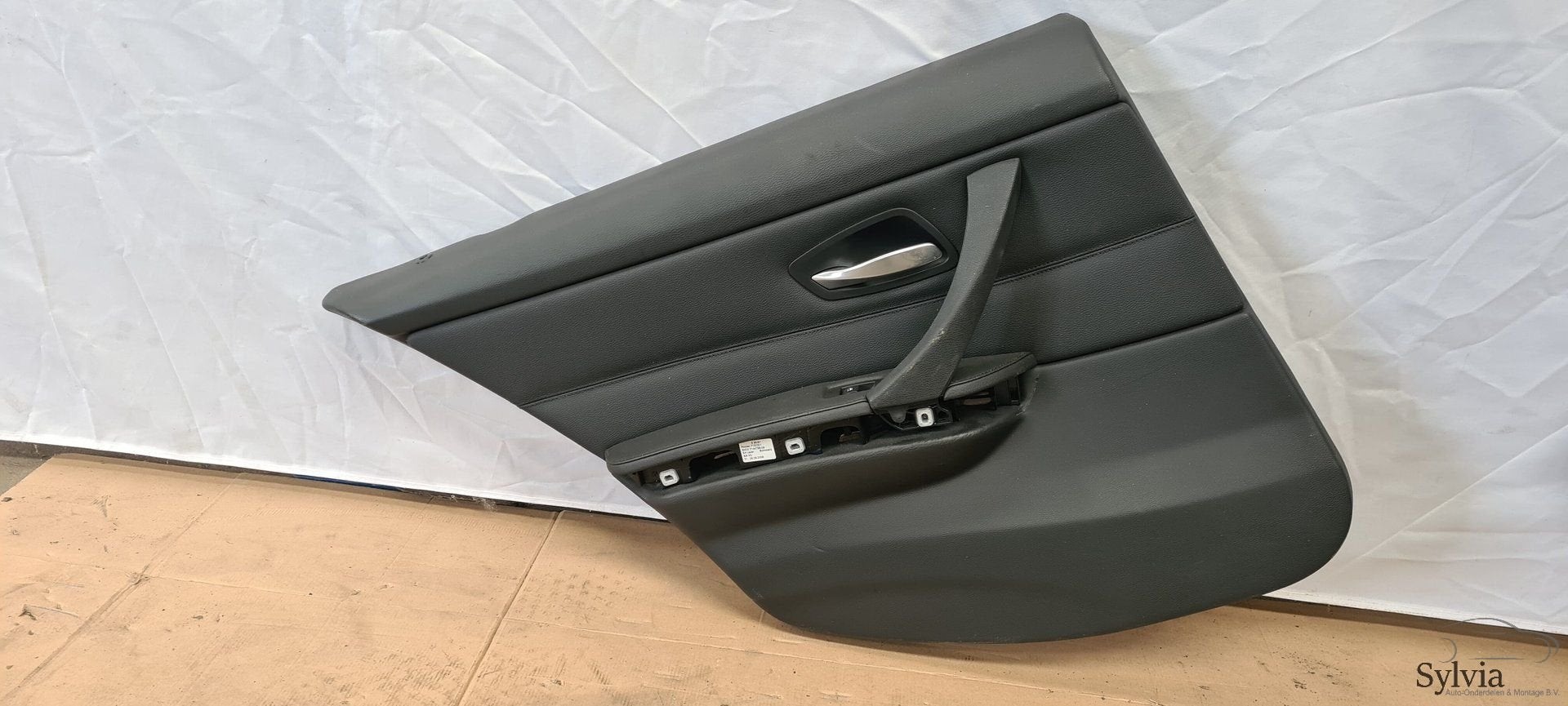 Deurpaneel links achter BMW 3 serie E90 E91 zwart leder 7150, -, Utilisé, Porte, -