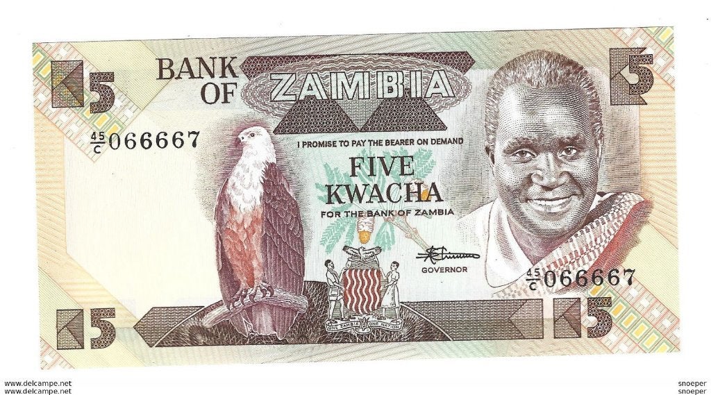 zambia 5 kwacha 1980-88 25d unc, Postzegels en Munten, Bankbiljetten | Afrika, Verzenden, Zambia, Los biljet