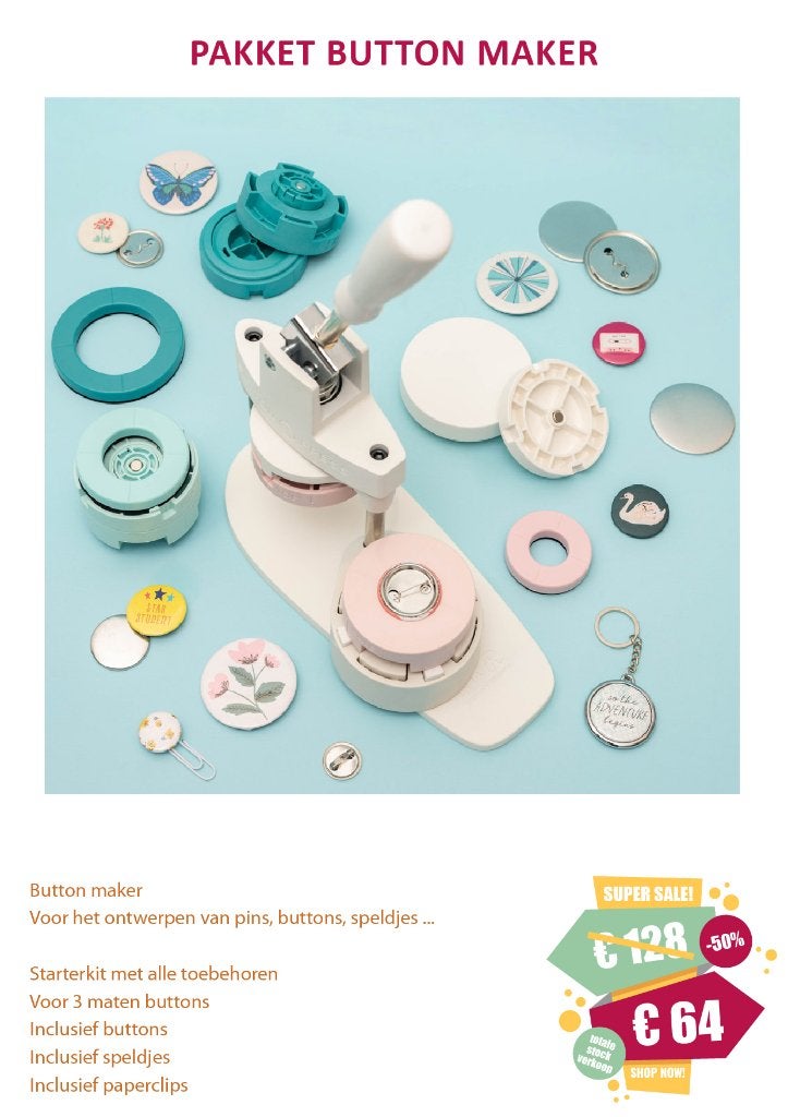 PAKKET BUTTON MAKER _ GROTE STOCKVERKOOP -50%, Ophalen, Zo goed als nieuw, Machine, Overige merken