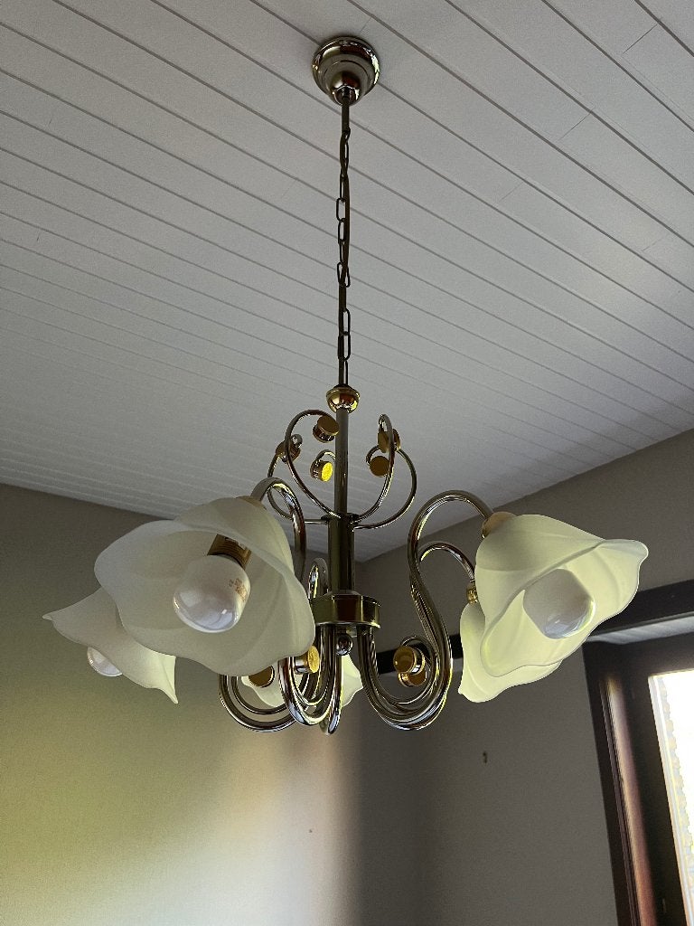Retro hanglamp, Ophalen, Gebruikt, Glas, Overige fittingen