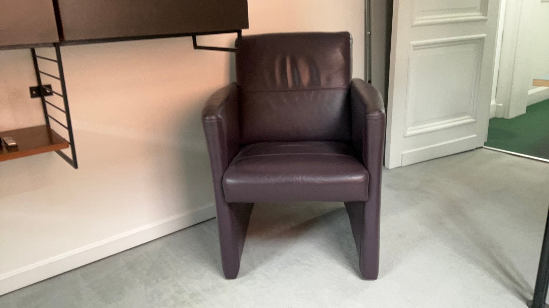 Eenzit in leder (aubergine kleur), Ophalen, Minder dan 50 cm, Gebruikt, Minder dan 75 cm