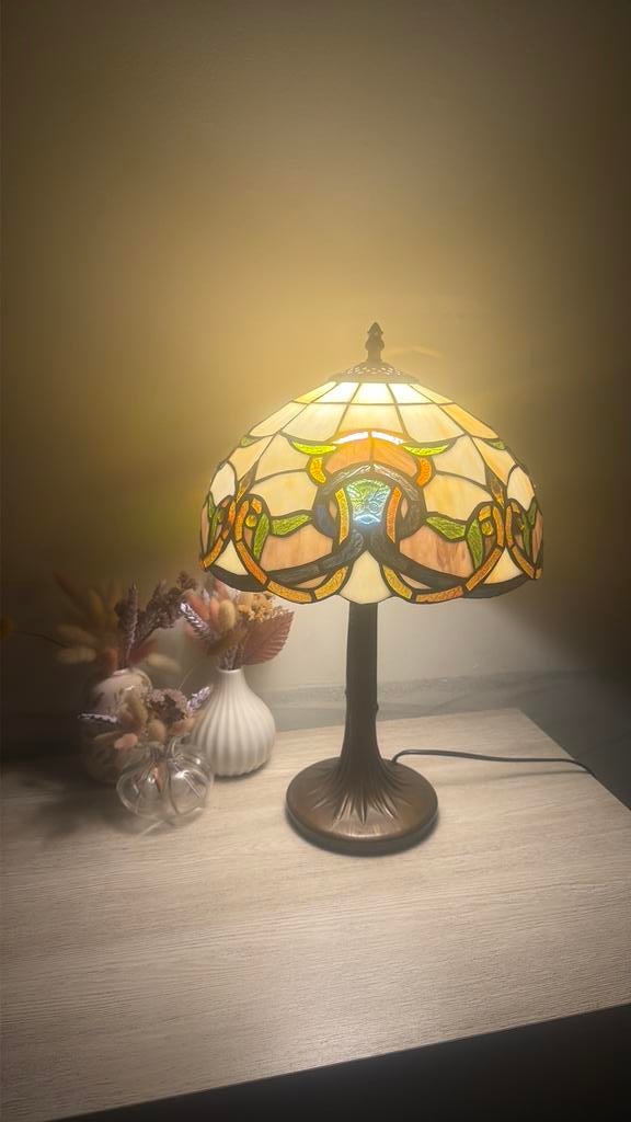 Prachtige Tiffany lamp op bronzen voet, Ophalen, Zo goed als nieuw