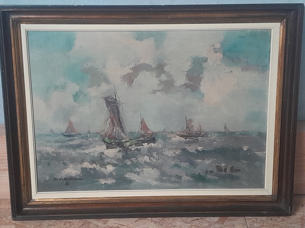 Olieverf schilderij Edmond de Meulenaere 1905-1963, Enlèvement, Toile, Signé, Peinture à l'huile