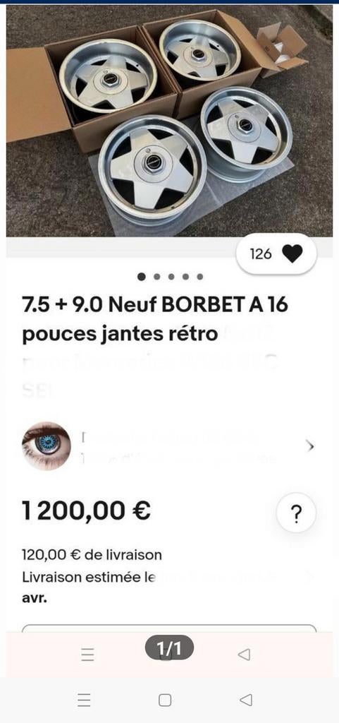 Jantes Borbet 16"  4X100 - 9J arrière - 7,5J avant, Autos : Divers, Accessoires de voiture, Enlèvement