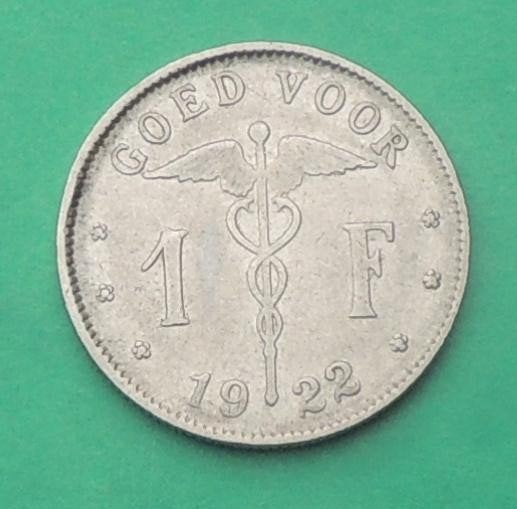 1922 Goed voor een frank, Envoi, Métal, Monnaie en vrac