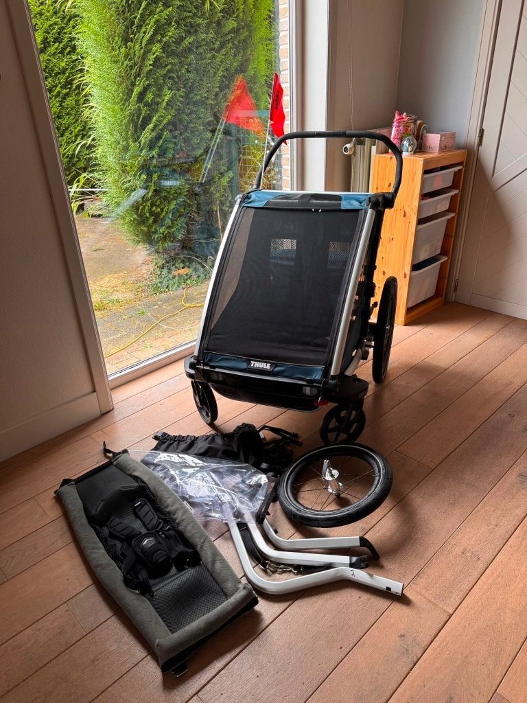 Thule Chariot Cross 2– Topstaat–Incl Jogger-kit & Babyschaal, 20 à 40 kg, Comme neuf, Enlèvement, Suspension
