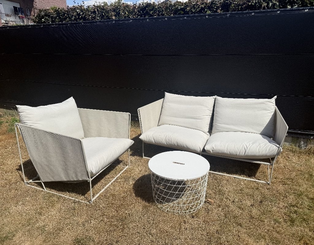 Havsten IKEA tweezit en eenzit met gratis tafeltje kvistbro, Tuin en Terras, Ophalen, Gebruikt, 3 zitplaatsen, Bank