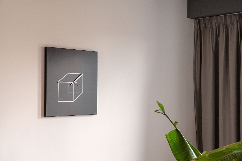 wandklok grafische design 50 x 50cm wanddecoratie, Metaal, Zwart, Ophalen of Verzenden, Zo goed als nieuw