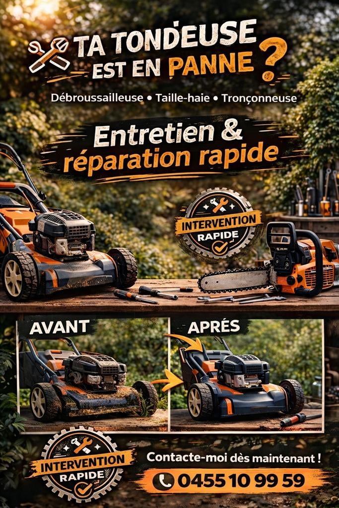 Entretiens et réparations de tondeuses et autres