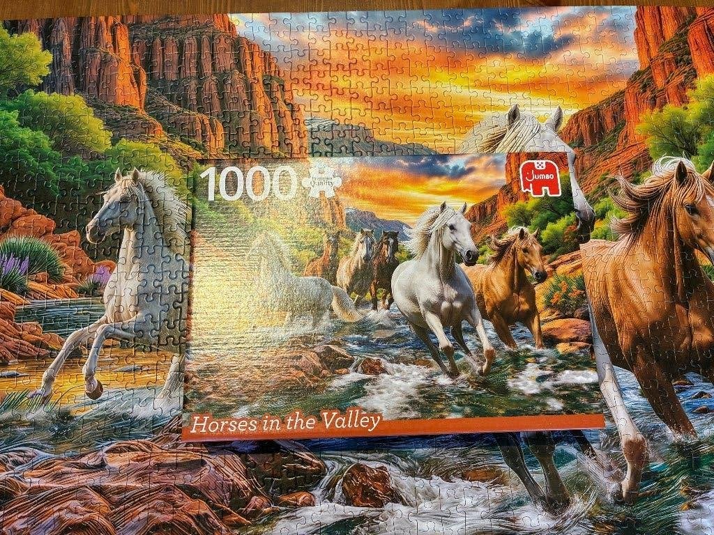 Legpuzzel van 1000 stukjes: Paarden in de vallei - Jumbo, Ophalen of Verzenden, 500 t/m 1500 stukjes, Zo goed als nieuw, Legpuzzel