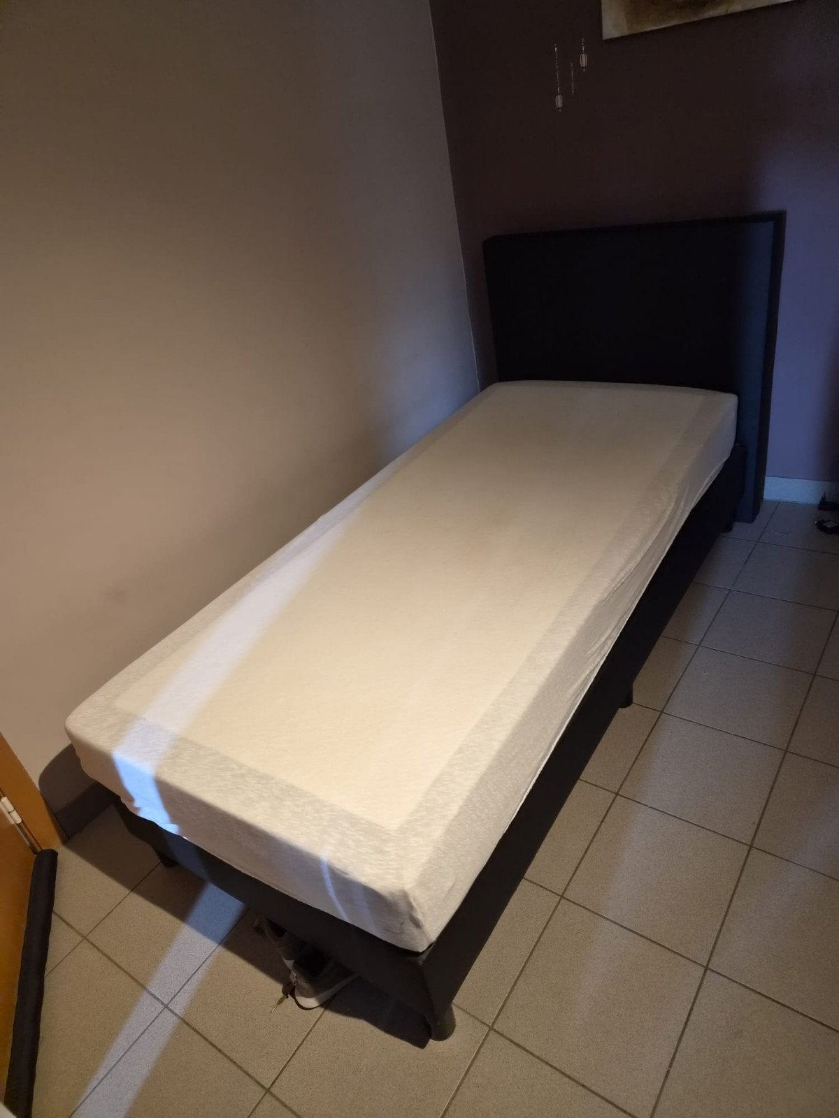 Springbox, Huis en Inrichting, Slaapkamer | Boxsprings, Ophalen, 90 cm, Eenpersoons, Zwart