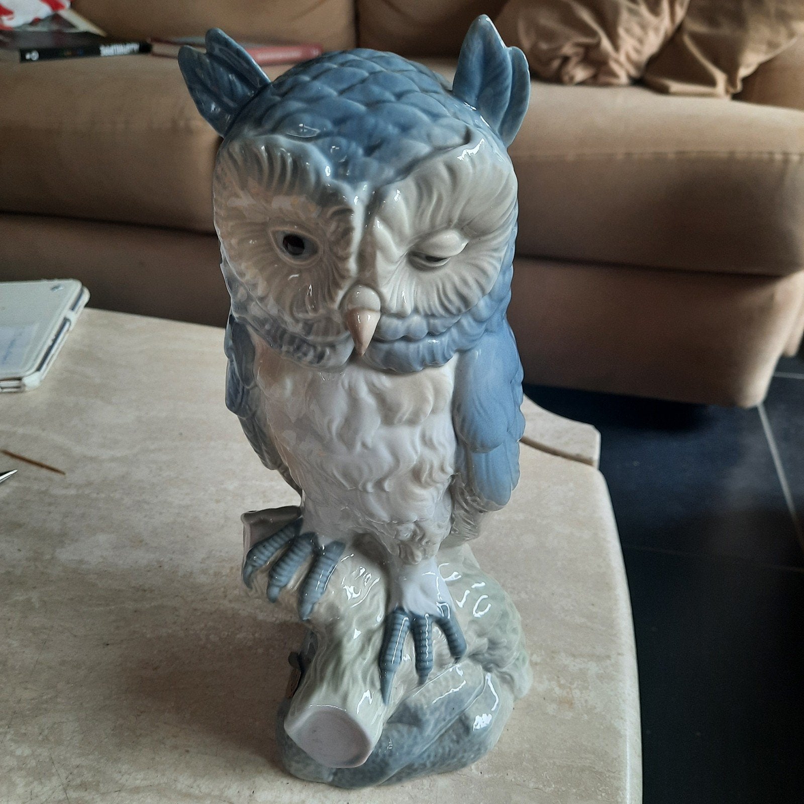 Uil , 29 cm , in Spaans porselein . Puntgaaf !, Ophalen of Verzenden, Zo goed als nieuw, Dier