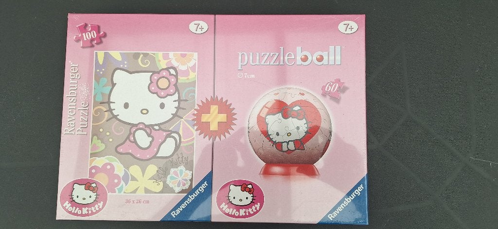 Puzzle Hello Kitty 100 pcs + Puzzle Ball 60Pcs, Enlèvement ou Envoi, Neuf, Ravensburger
