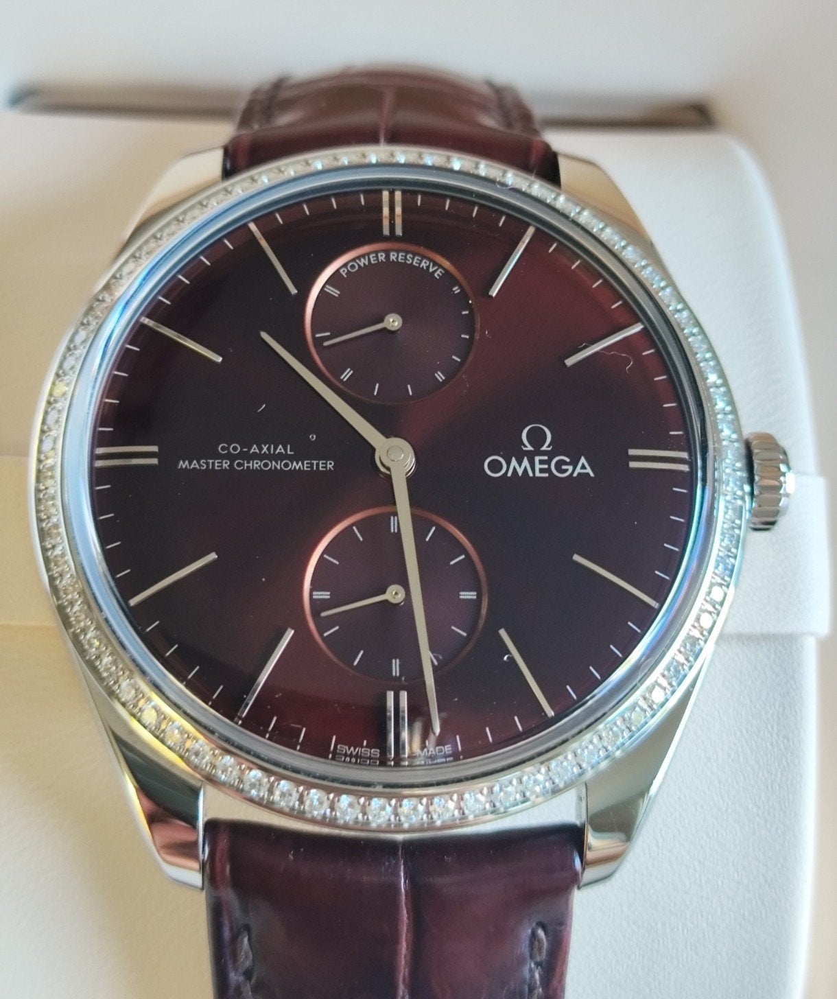 1 Omega De Ville Trésor Diamant, Co-Axial Master Chronometer, Montre-bracelet, Enlèvement ou Envoi, Cuir, Omega