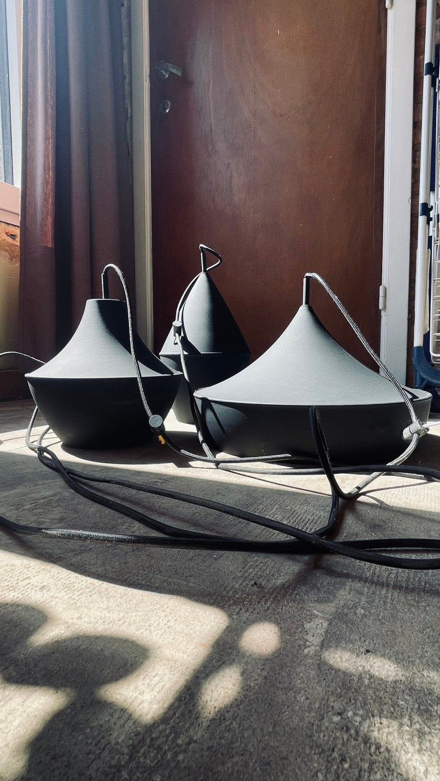 Zwarte hanglamp met 3 lichtpunten, Enlèvement, Comme neuf