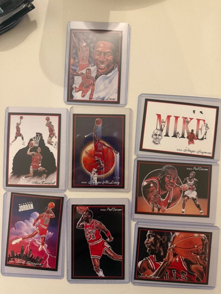 Michael Jordan Kaarten, Hobby en Vrije tijd, Ophalen of Verzenden, Zo goed als nieuw, Meerdere plaatjes