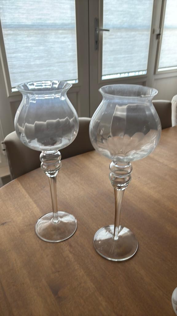 Glazen windlichten, Huis en Inrichting, Woonaccessoires | Stolpen, Ophalen, Zo goed als nieuw