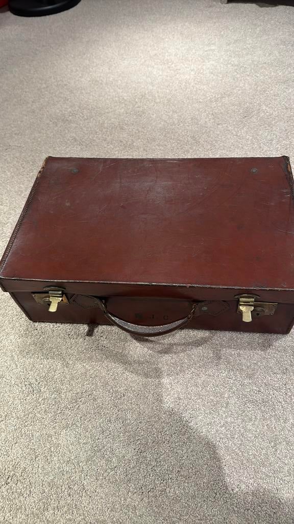 Retro leren valies, Moins de 35 cm, Enlèvement, Moins de 50 cm, Cuir