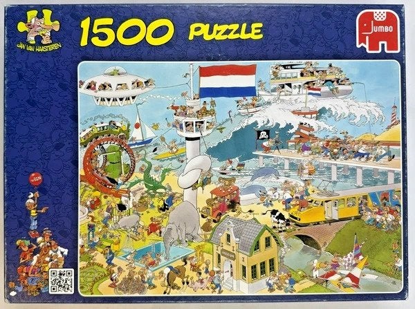 Jan van Haasteren Puzzel 1500 Ter land ter zee in de lucht, Verzenden, 500 t/m 1500 stukjes, Zo goed als nieuw, Legpuzzel