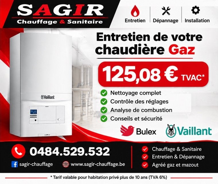 ENTRETIEN CHAUDIÈRE GAZ – TECHNICIEN AGRÉÉ, Bricolage & Construction, Enlèvement ou Envoi, Comme neuf