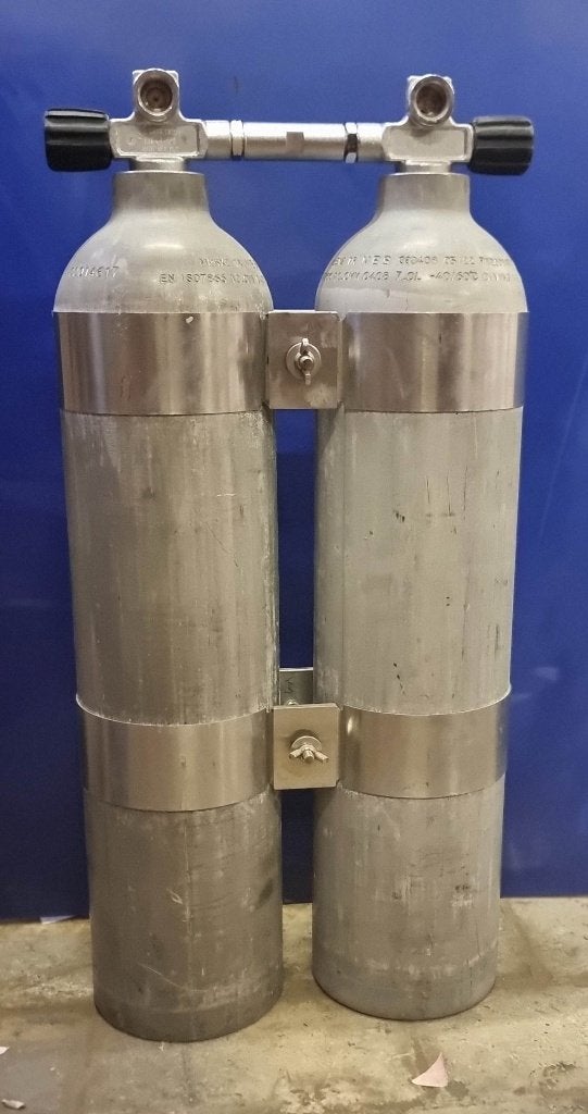 Bouteille de plongée 2x7LTR, aluminium, 200 bar, Sports nautiques & Bateaux, Plongée, Enlèvement, Utilisé, Bouteille de plongée