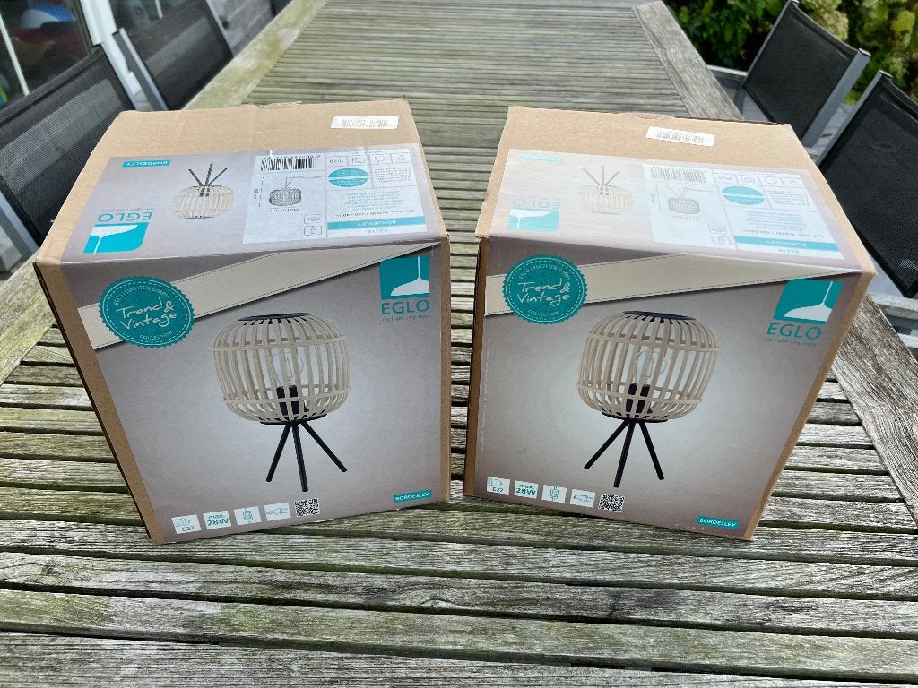 2 tafellampen hout, Ophalen of Verzenden, Nieuw, Hout, Eglo
