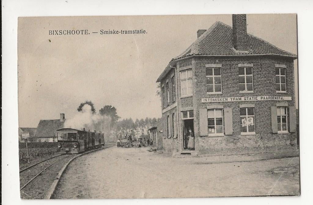 bikschote pk stoomtram statie smiske feldpostkarte, Ophalen of Verzenden, Voor 1920, Gelopen, West-Vlaanderen