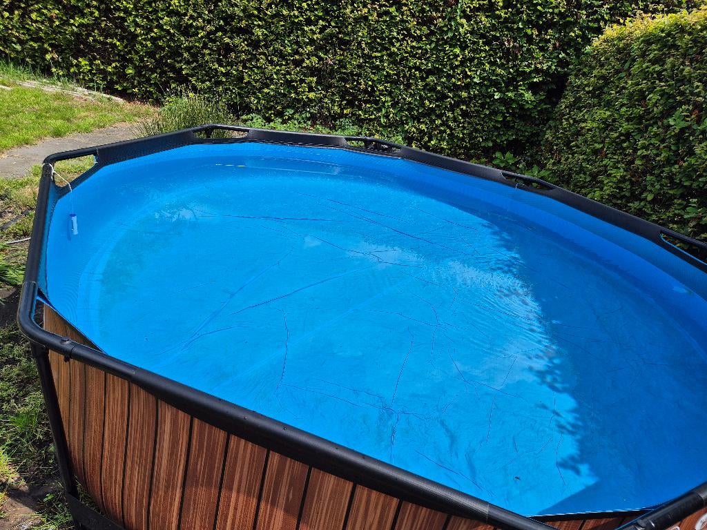 EXIT Wood zwembad ø300x76cm met filterpomp - bruin, Tuin en Terras, Zwembaden, Ophalen, Gebruikt, Minder dan 80 cm, Rond