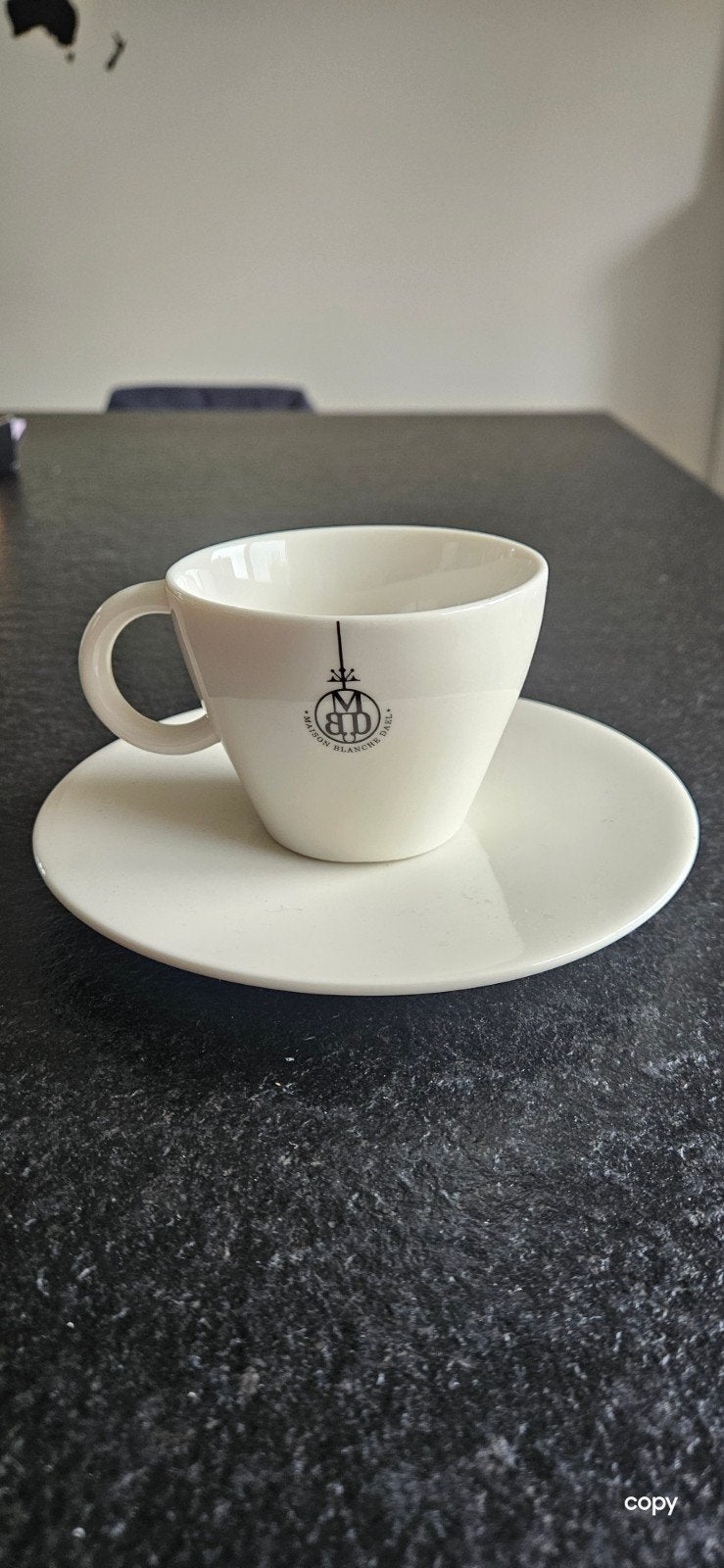 Koffie kop + schotel van Blanche Dael 14x, Comme neuf, Céramique, Enlèvement, Classique